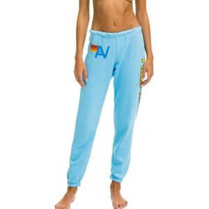 Aviator Nation Palm Tree Festival Dana Point Sweat Pants in Ocean Blue Size L